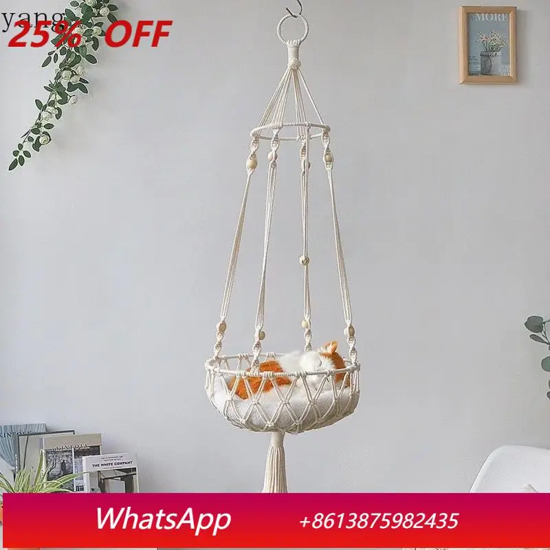 

CX Mesh Cat Nest Pet Bed Semi-Enclosure Hand Woven Cotton Rope Indoor Household Items