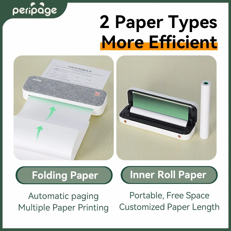 PeriPage-Papel térmico sem tinta, sem fio, Bluetooth, portátil, Mini impressora A4, Tamanho da foto do telefone, A40, 203, 304dpi