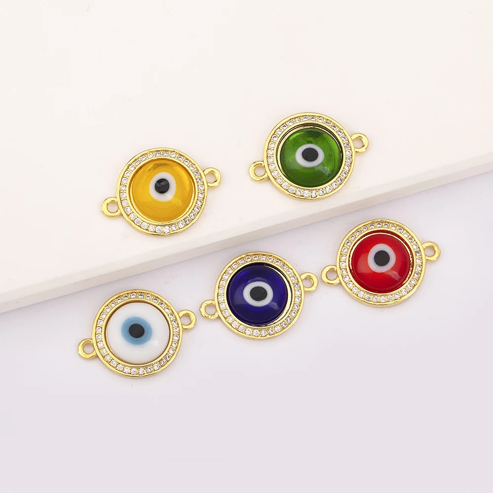 Enamel Glass Round Shaped Evil Eye Pendant Women Bracelet Jewelry 5 Colors Lucky Accessories Unisex Club Party Gift Dropshipping