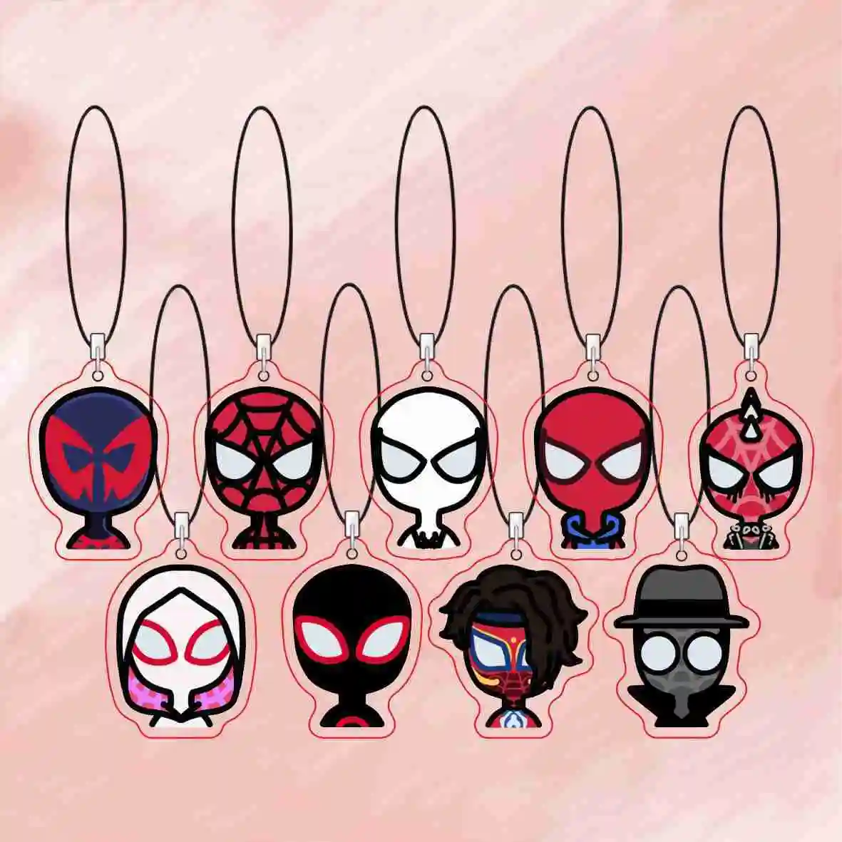 Chaveiro de Acrílico Spider-Verse: Pingente Ghost-Spider Miles Morales, Decoração para Celular com Personagem Marvel Homem-Aranha