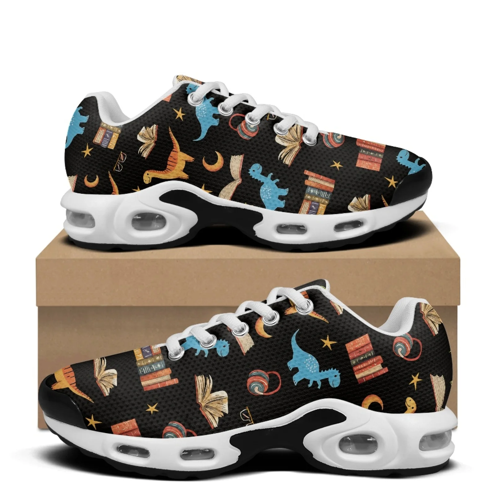XIXIRIMIDO Air-Cushioned Sneakers Women's Running Shoes Men Commuter Shoe Nurse Shoes Lightweight Breathable Comfort Dinosaurs