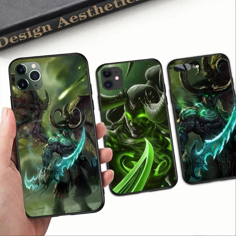 Illidan Stormrag Smart Phone Case for iPhone 14 13 12 11 XS X 8 7 6 Plus Mini Pro Max SE 2022 Black Soft Phone Cover Funda