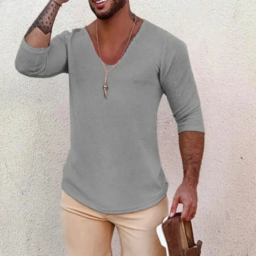2025 Maglioni lavorati a maglia a maniche lunghe casual da uomo Stile sottile Uomo Primavera Autunno Abbigliamento Solido scollo a V Maglia Pullover Top in maglia
