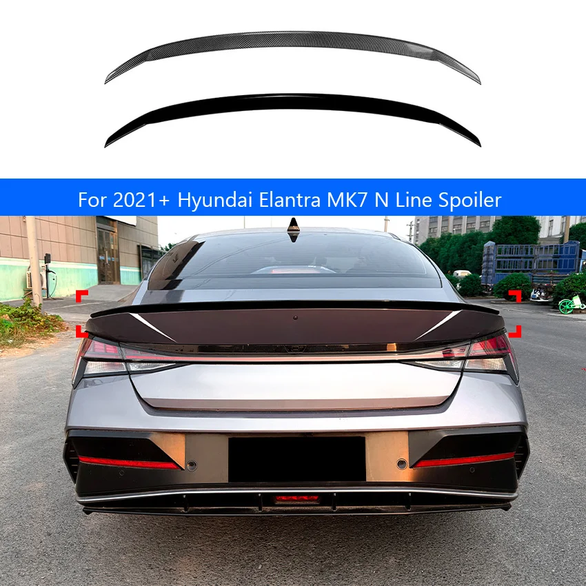 For 2021+ Hyundai Elantra MK7 N Line Style Car Trunk Lid Rear Tail Wing Spoiler Tail Fin Fixed Decoration Tuning Accessories