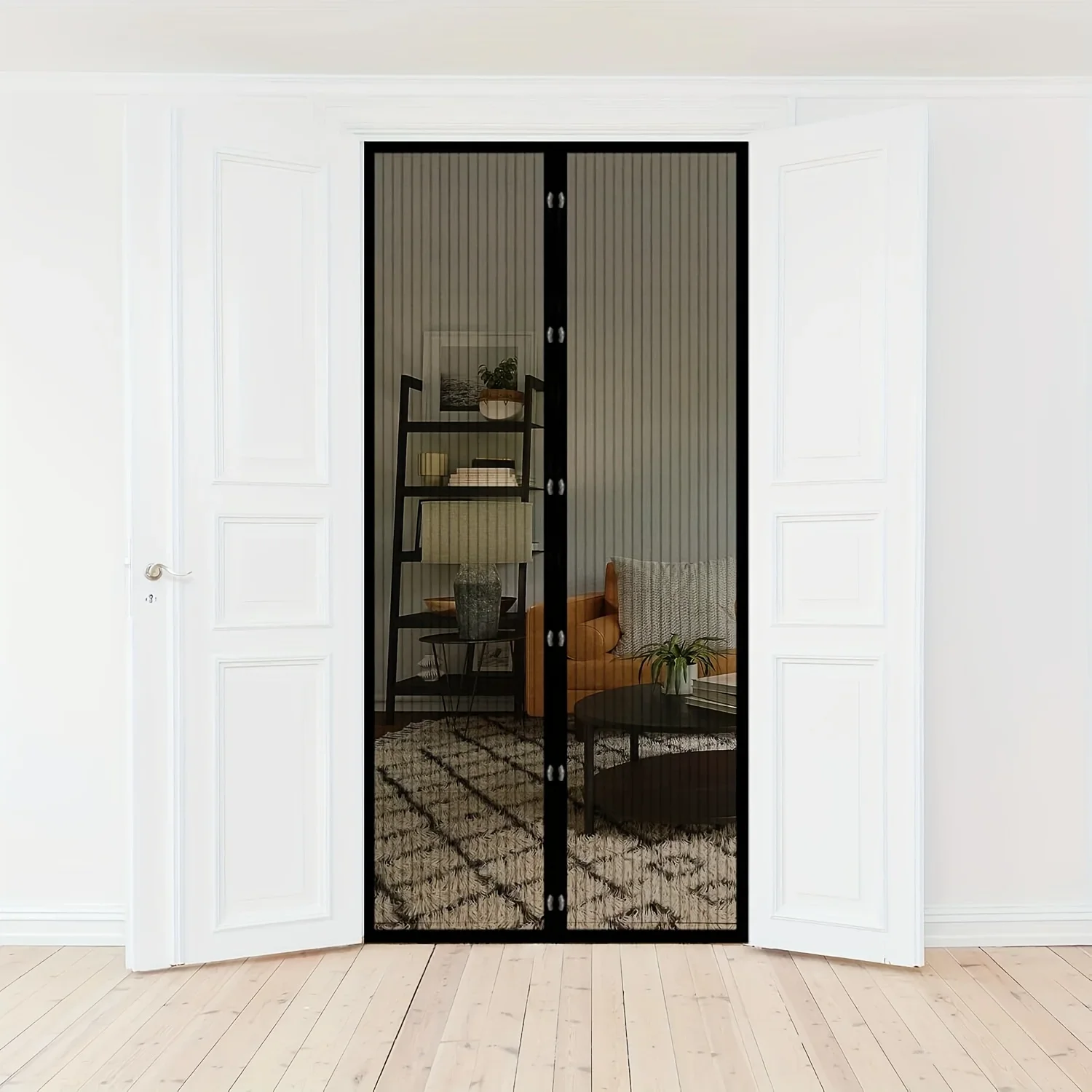 1PC Magnetic Mesh Door Curtain - No Drill Screen, Durable Polyester, Easy Install Home/Balcony/Patio