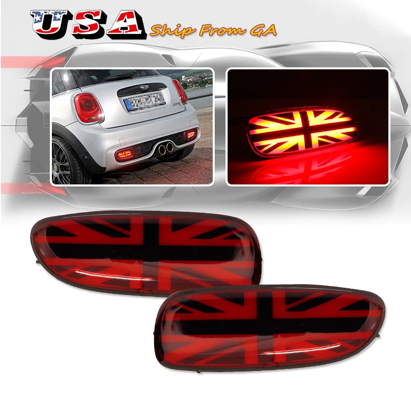 

Задние противотуманные фары в сборе для MINI Cooper R56 R57 R58 R59, линзы в стиле Union Jack, функция заднего противотуманных/ходящих огней