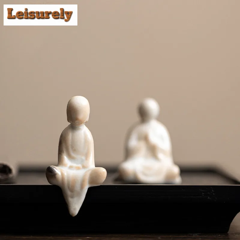 Zen Unfettered Buddha Character Tea Pet Handmade Small Flowerpot Landscaping Tea Figurine Play Toys Mini Tea Statue Ornaments