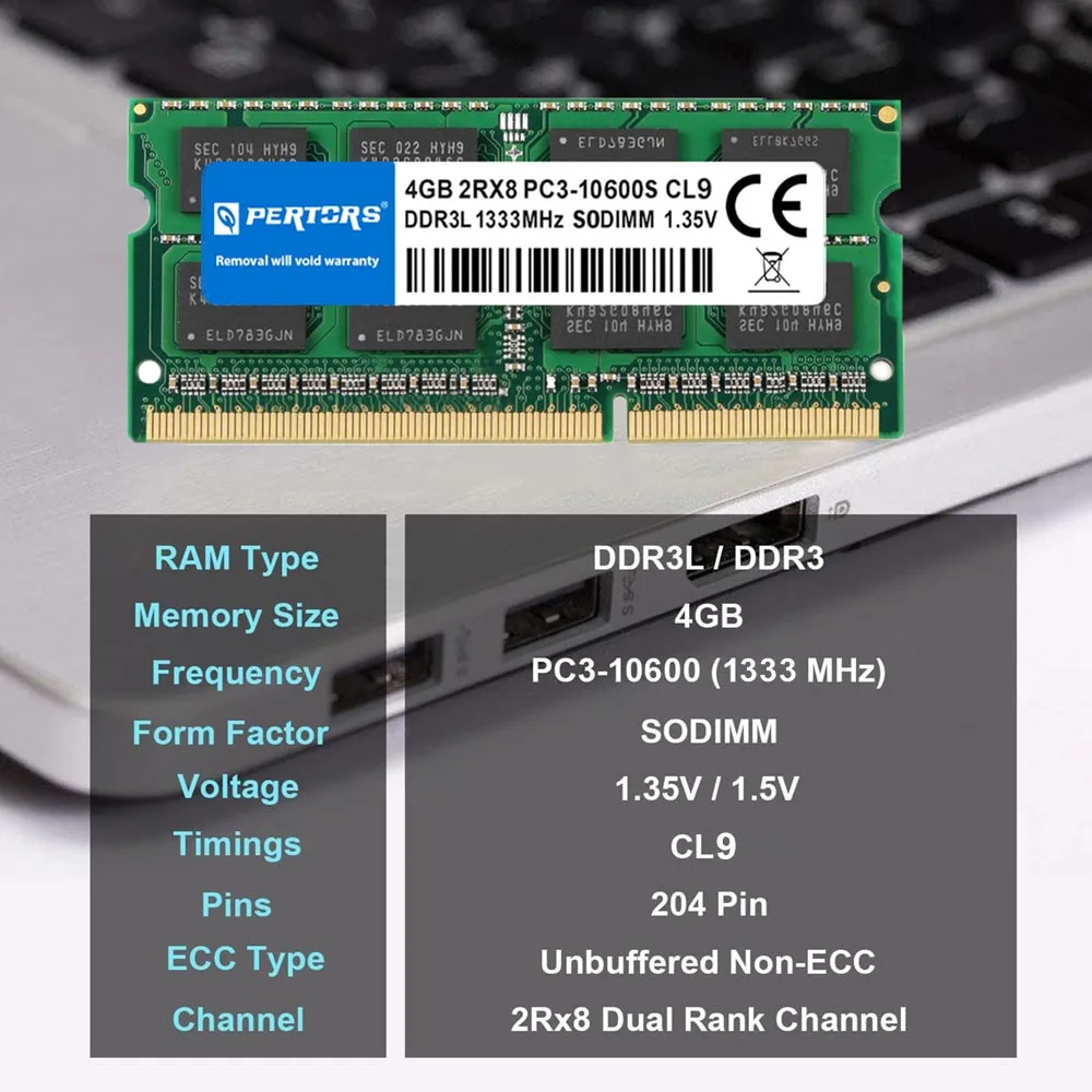Q-PERTORS DDR3L Latpop Memory 4GB 1333MHZ PC3-10600S 204pin Notebook RAM Laptop Memory SODIMM RAM NON ECC 1.35V CL9