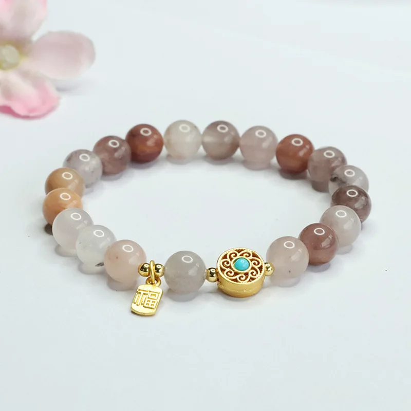 Juantong Natural Golden Silk Jade Smoky Purple Bracelet Ethnic Jade Bracelet S4052105