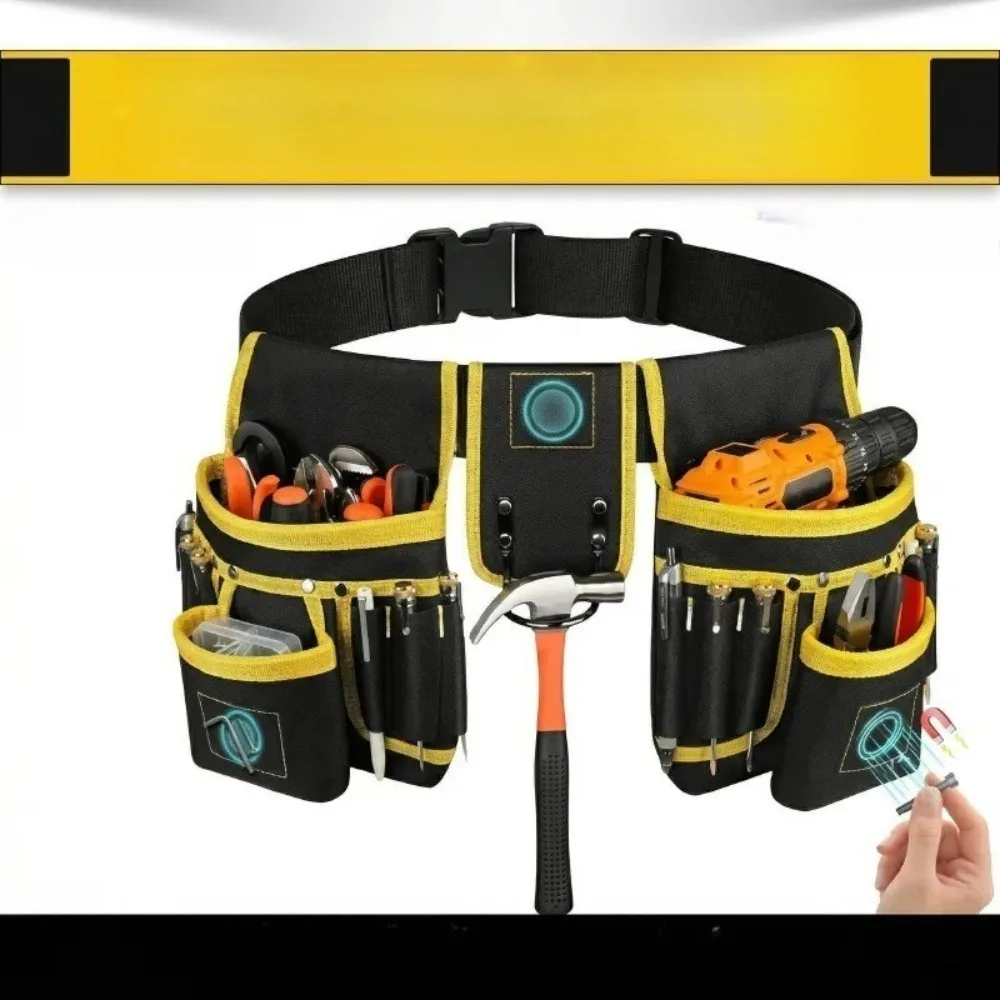 

Multifunctional Adjustable Tool Waist Bag Strong Magnetic Tool Pouch Multiple Pockets Durable Storage Belt Organizer Portable