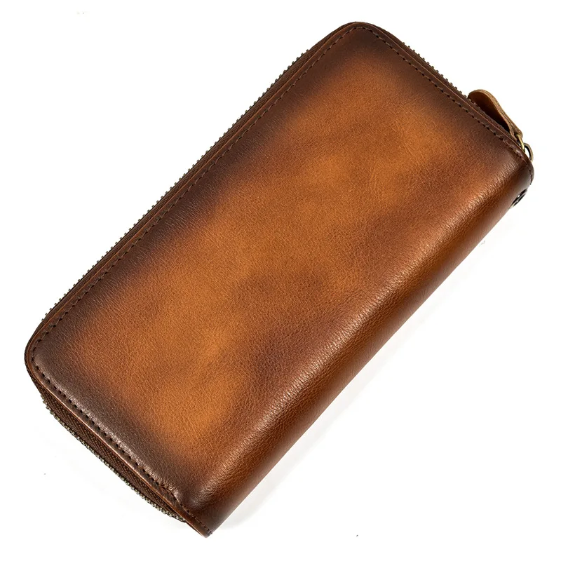Original Leather Men\'s Wallet Old Money Style Men Card Holder Long Wallet and Money Clip Retro Purse for Men Wallet for Men