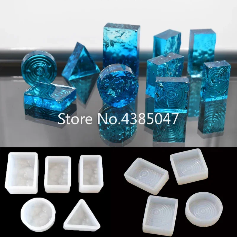 1PC Geometric Silicone Resin Casting Necklace Expoxy Mold for Making Jewelry 3D Water Ripple Cabochon Jewelry Tools