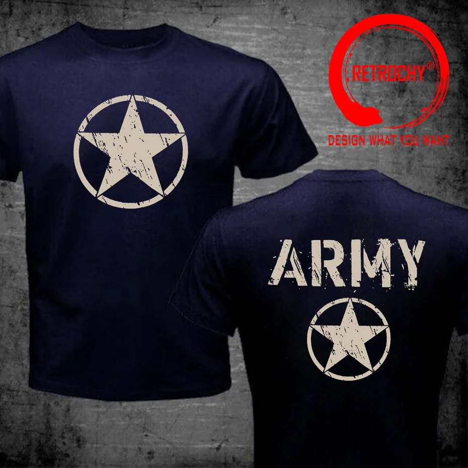 Vintage Distressed United States US Army T Shirt Men 100% Cotton O-Neck Fashion Clothing Short Sleeve Summer Casual Mens T-shirt