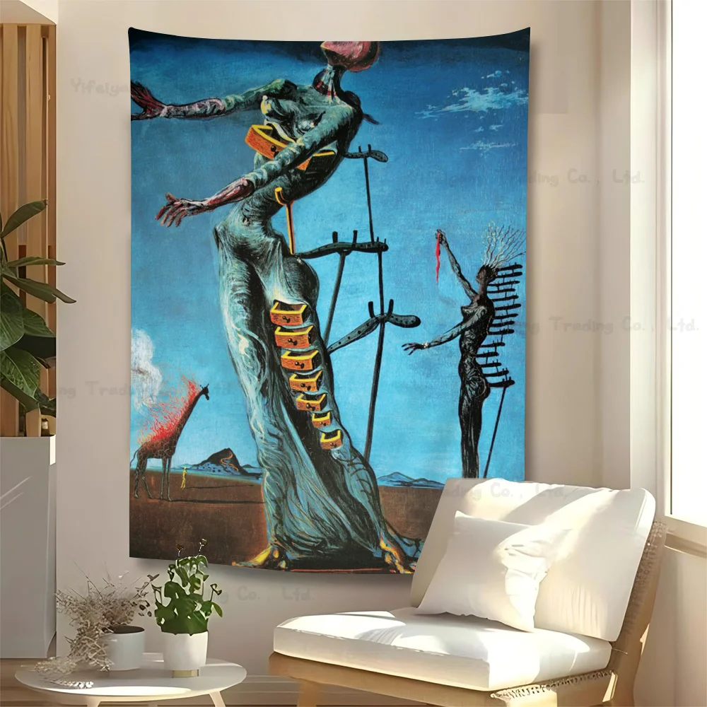 Surrealism Famous By S-Salvador D-Dali Printed Large Wall Tapestry Hanging Tarot Hippie Wall Rugs Dorm Art Home Decor