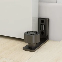 Guía de suelo ajustable para puerta corrediza de Granero, rodillo inferior de montaje en pared, sistema sin perforaciones de doble rueda, negro, 1 paquete, suave y