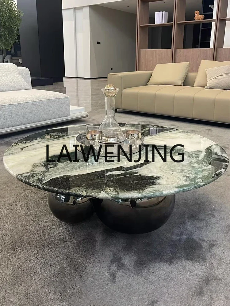 Marble coffee table can be customized high-end design creative stainless steel round coffee table