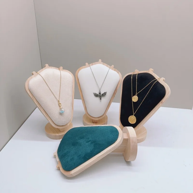 Mannequin Holz Samt Halskette Anhänger Kette Schmuck Büste Hals Display Ständer Halter Mannequin Halskette Anhänger Fenster Display