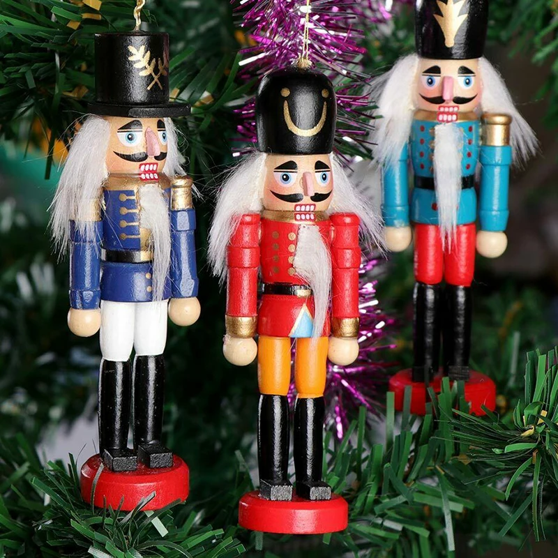 6Pcs Mini Wooden Nutcracker Doll Soldier Christmas Ornaments Xmas Gifts Decor