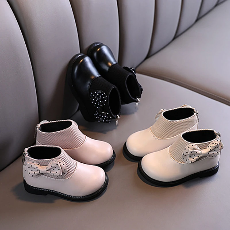 ботинки Kid Shoe Kid Plush Fashion Boots 2023 New Soft Leather Boot Versatile Ankle Boot Soft Soled Girl Boots Kids Cotton Boots