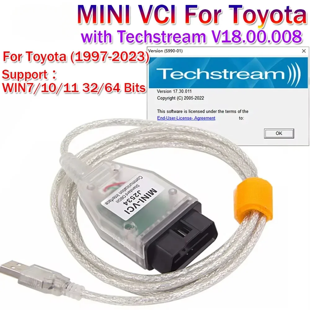 

MINIVCI Mini Vci кабель для Toyota TIS Techstream 18.00.008 12.20.024 FTDI для J2534 автоматический сканер OBD OBD2 автомобильный диагностический кабель
