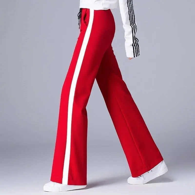 Imagem -04 - Calça Esportiva de Grandes Dimensões Feminina Cintura Alta Elástico com Cordões Solta Casual Calça Reta Primavera Roupas de Outono 2023