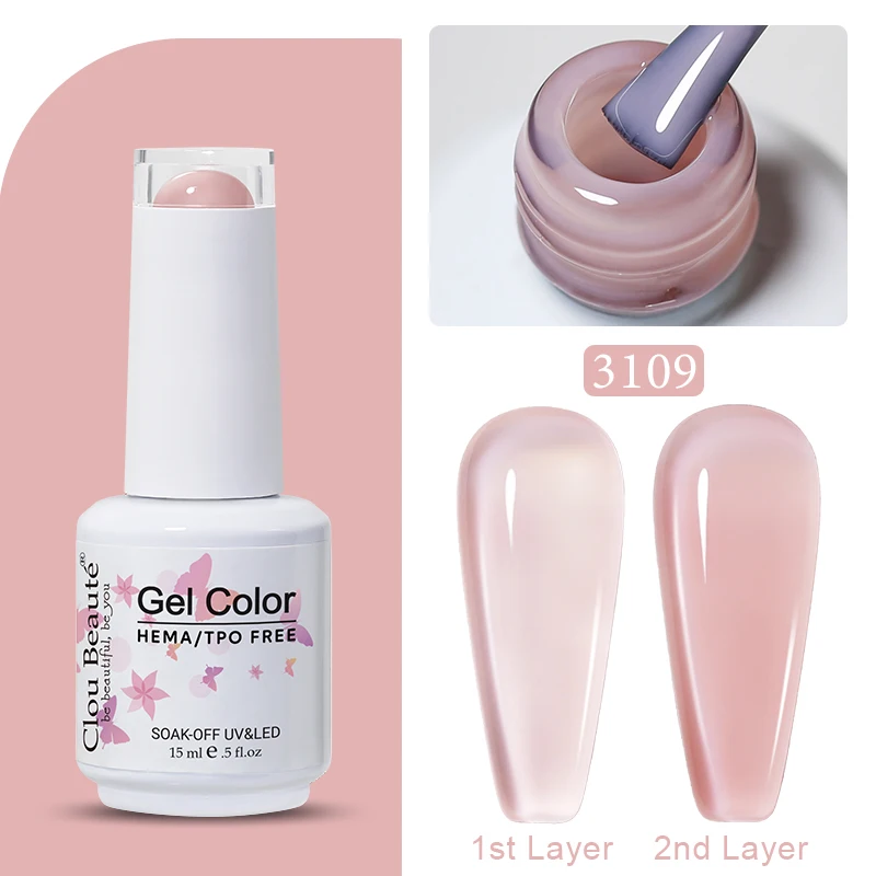 Clou Beaute Jelly Kleur UV Gel Manicure Zomer Roze Naakt Gel Nagel Regenboog Nagelbenodigdheden Voor Professionals Semi-permanente Vernis