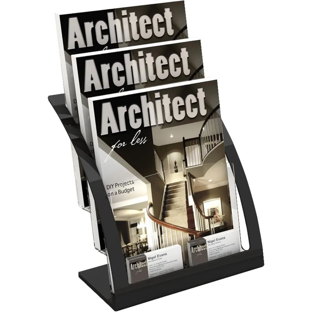 

deflecto Three-Tier Magazine Holder, 11 1/4w x 6 15/16d x 13 5/16h, Black
