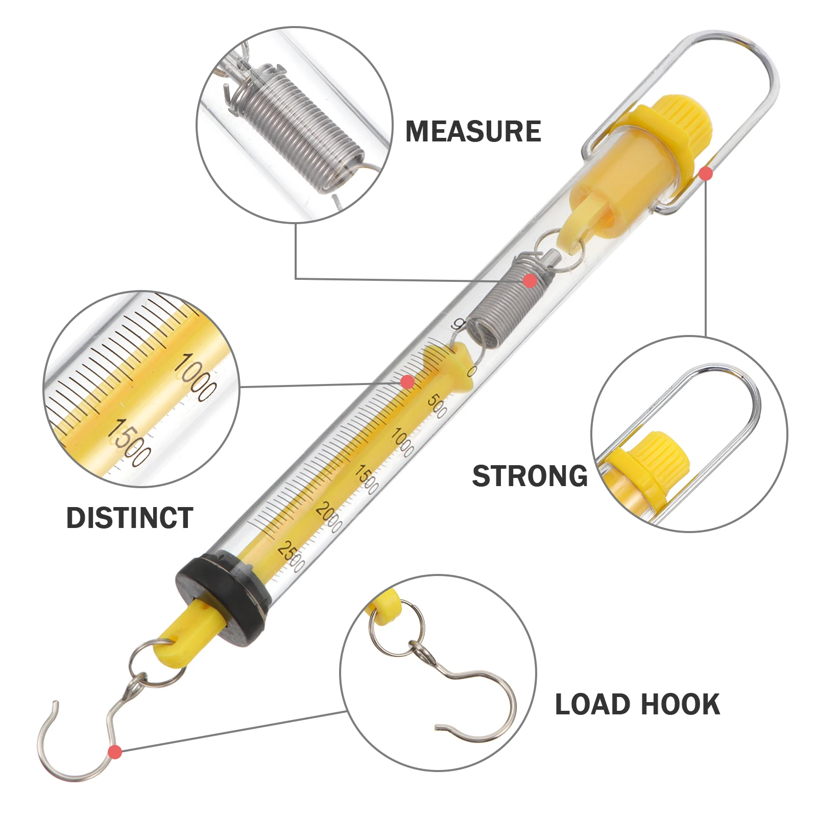 

4pcs Spring Scale Dynamometer Tubular Force Meter Plastic Portable Newton Grams Gravity Tension Scales Science Education Tool