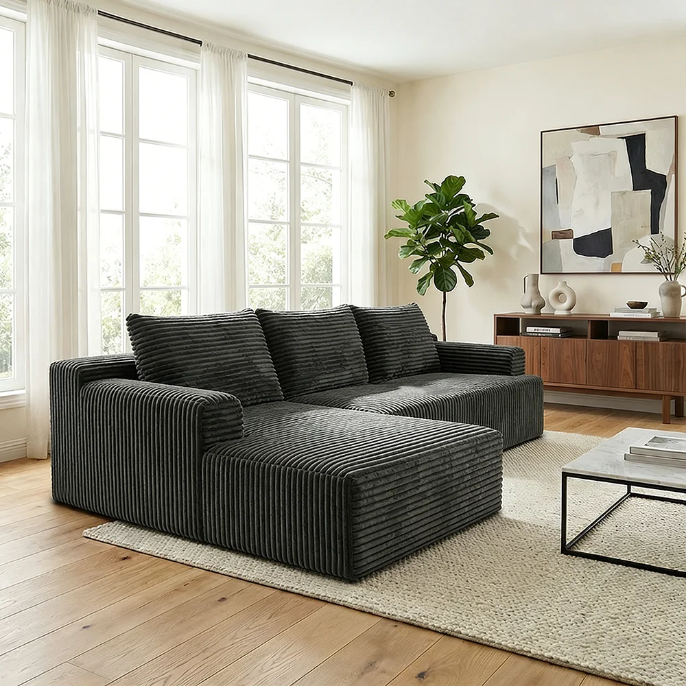 Space Saving L-Shaped Corner Sofa, Compact Modular Sectional Couch, Multifunctional Freely Combinable Design, Perfect for Small Apartment, Living Room, Recreation Room