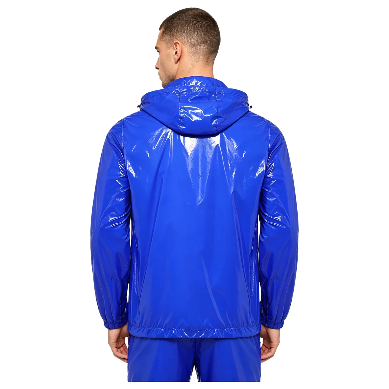 Mens Waterproof Sweatshirt Hoodie Front Kangaroo Pocket with Zipper Long Sleeve Hooded Windbreaker Raincoat for Hiking Camping