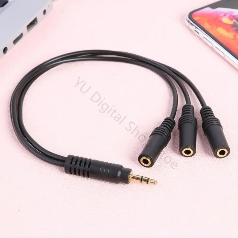 96BA Sound-Splitter-Kabel, 3,5 mm, 3 Pole, tragbar, kleine Stecker, 3-Wege – Detail 4
