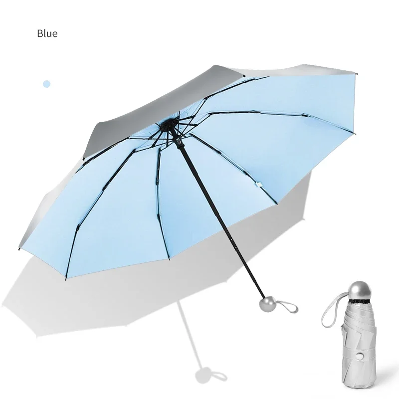 Mini Women Folding Umbrella Five-folding 8K Rain Women Sun Parasol Anti UV Small Pocket Umbrellas Kids Sunny Cute Umbrellas