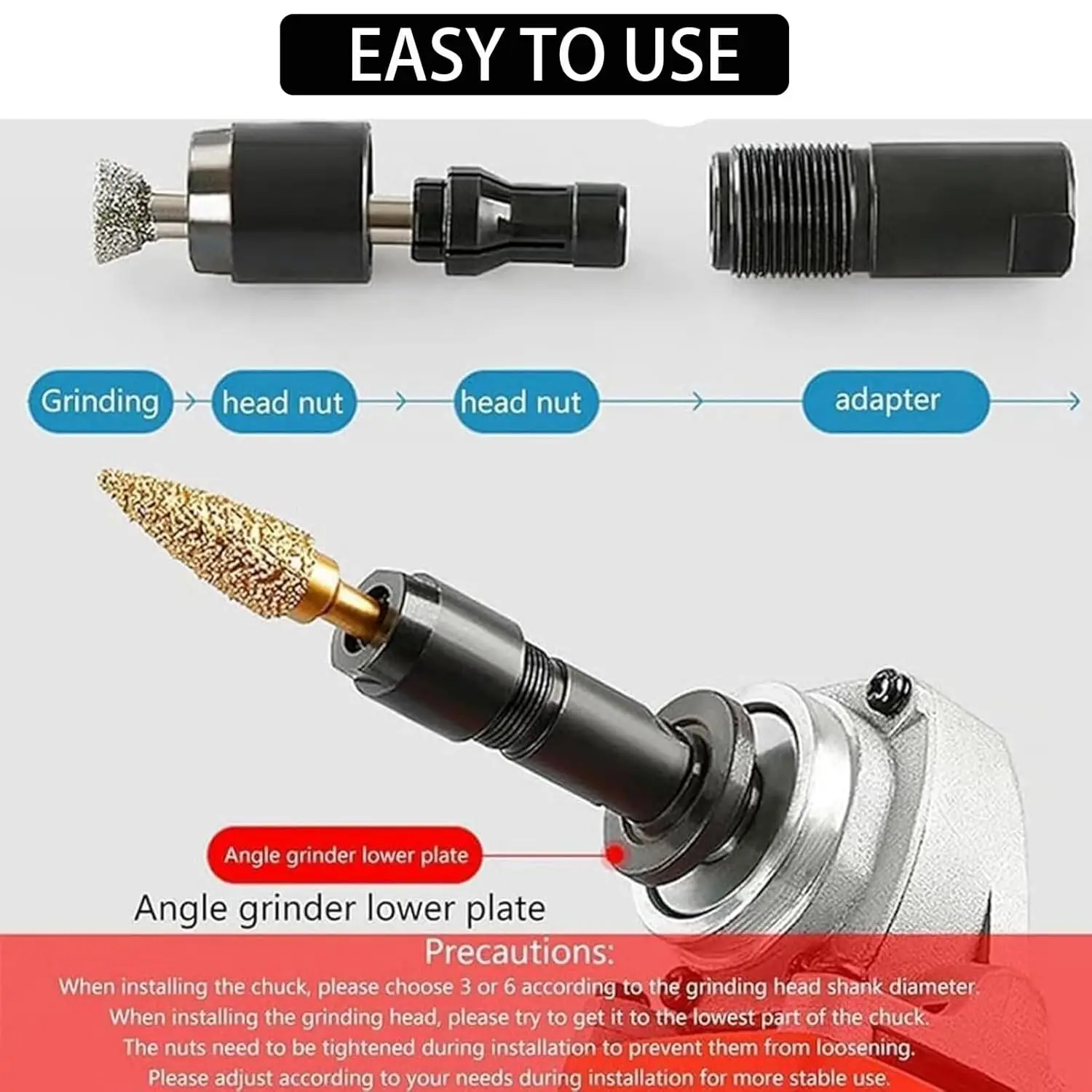 M10 Angle Grinder to Die Grinder Adapter M10*1.5 Thread 3mm 6mm Collet Chuck For Grinding Polishing Cutting Tool Accessories