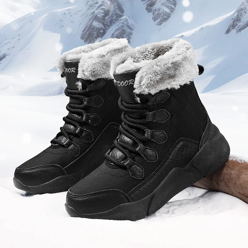 

Women's Boots Winter Outdoor Hiking Shoes Warm Faux Fur Lined Mid-Calf Waterproof Snow Boots Fashion Women Walking Ankle Boots