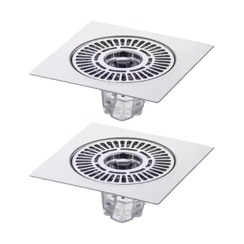 2Pcs Antiodor Drainer Shower Strainer Hair Catcher Stainless Steels Floor Drain