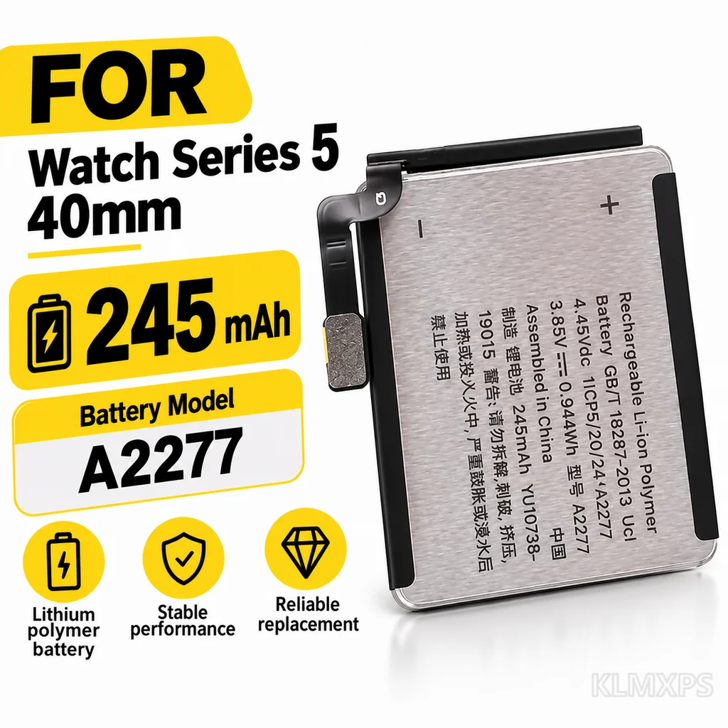 245mAh Replacement Battery For Apple Watch Series 5 40mm, A2277 Smartwatch Battery Cell For Wristwatch Repair Replacement
