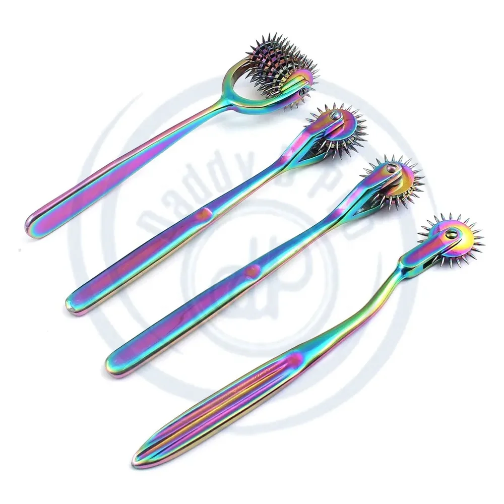 DADDY D PRO 4 Wartenberg Neurological Pin Wheel Pinwheel 1, 2, 3, & 7 Head Diagnostic Multi Color Rainbow Stainless Steel CE ISO