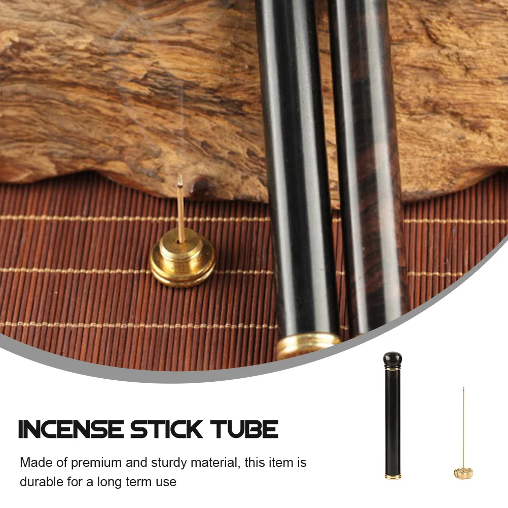 

Household Incense Stick Tube Sturdy Wood Brass Smooth Polished Surface Convenient Incense Storage Holder Home Decor