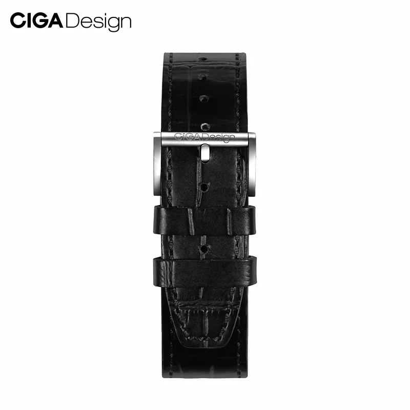 CIGA Design Original 22mm Watch Strap Black Soft Cow Genuine Leather Watch Bands Quick Release Bracelet for Men Women Wristwatch