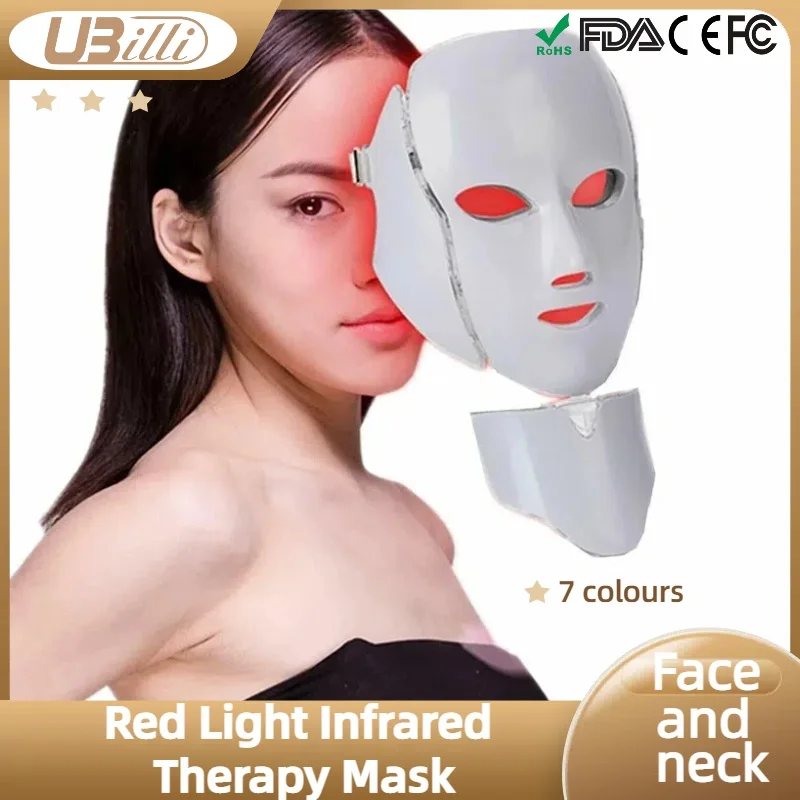 

Red Light Therapy Led Mask 7 Colors Light Therapy Mask And Neck Beauty Instrument Skin Rejuvenation Tighten Acne Anti Wrinkle