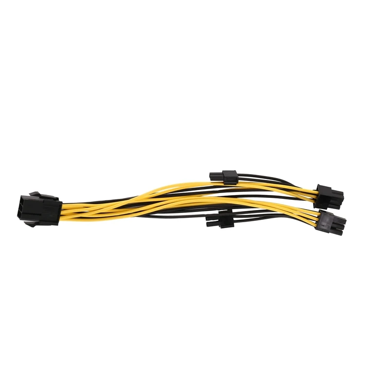 GPU Power Cord 6-Pin To Dual 2Pin+6Pin Copper Tinned Power Cord Is Suitable For GPU With 8-Pin And 6-Pin Connectors,5PCS