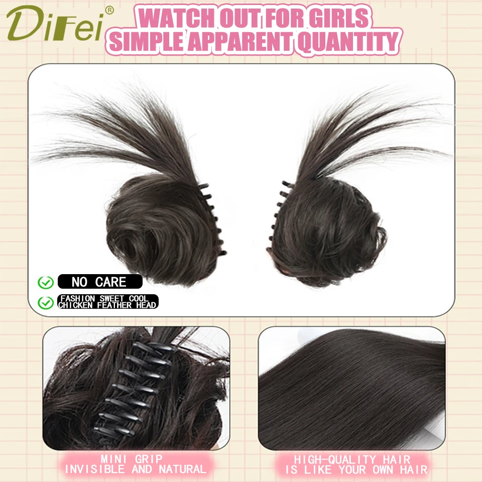 DIFEI Synthetic Wig Grasping And Clamping Double Ball Heads And Contracting Out One-piece Female Spice Girl's New Ball Head