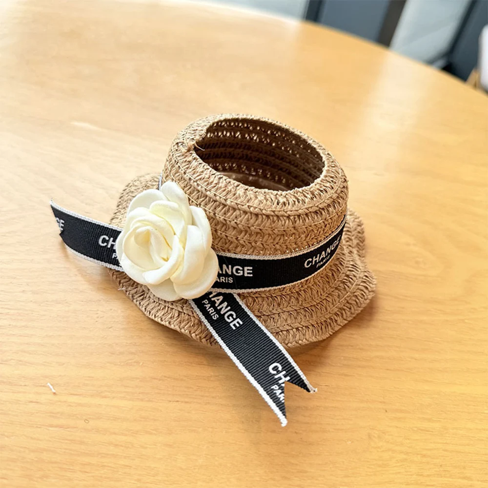 

For Labubu 17cm Plush Doll Exquisite Clothing Accessories DIY Gift Camellia Straw Hat Clothing Accessories Gift