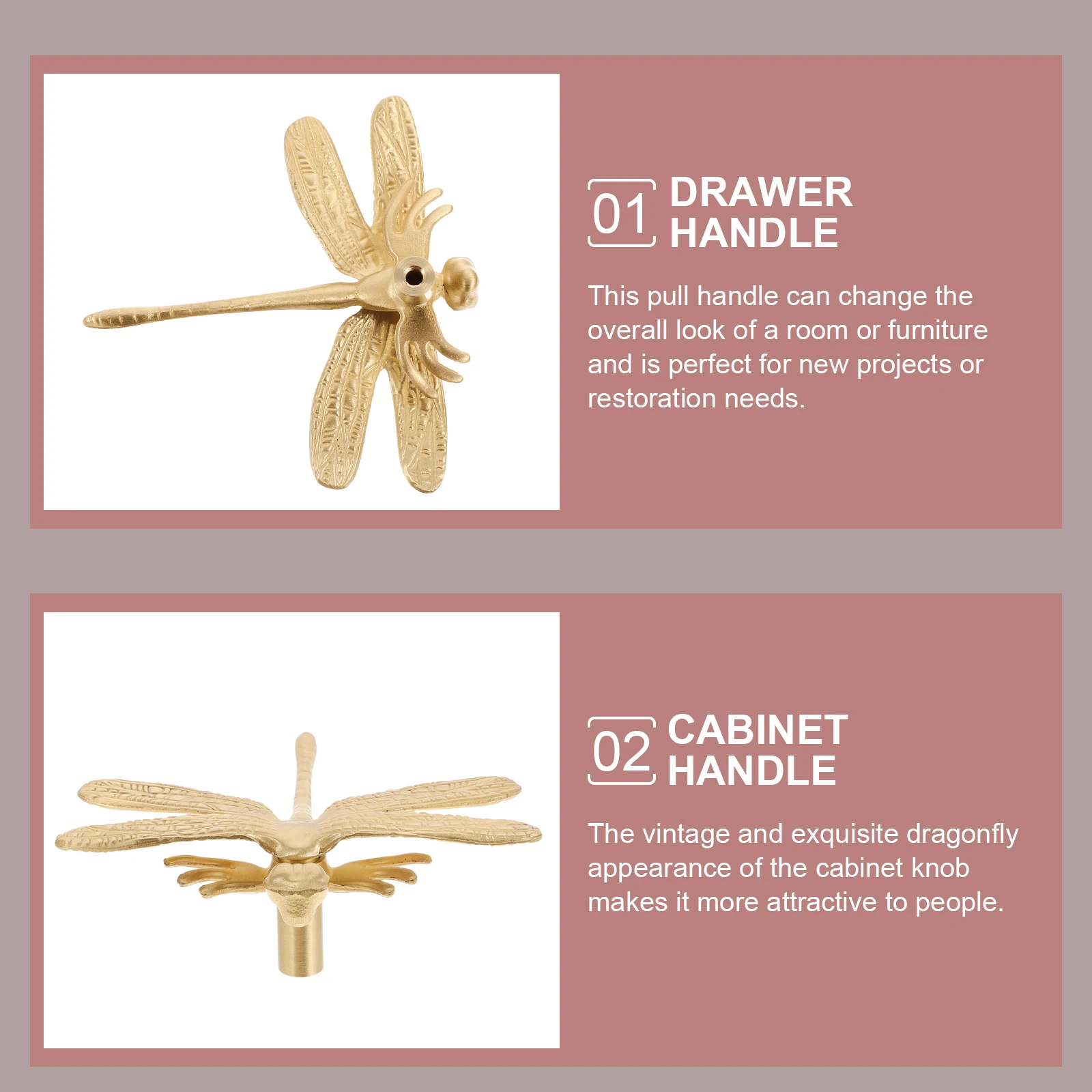 

Brass Drawer Knobs 79mm Dragonfly Wardrobe Cabinet H Furniture Accessories Gold Tone Hardware Closet Pulls
