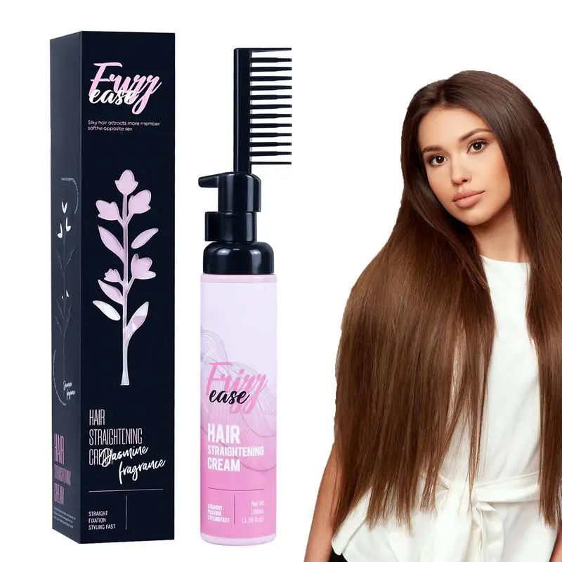 Hair Straightener Cream 100 ML Straightening Cream Safe Hair Styling Cream with Comb Gentle Hair Straight Cream Hair Styling