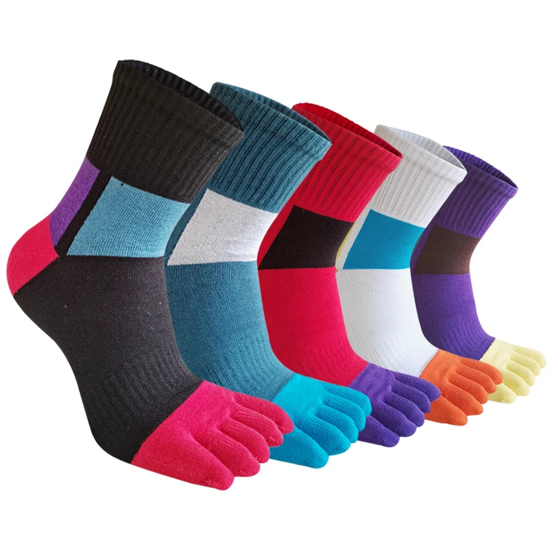 Mann Zehensocken Kurze Sport Baumwolle Patchwork Kompression Weiche Atmungsaktive Schweißabsorbierende Fitness Wandern Fünf-Finger-Socken Student