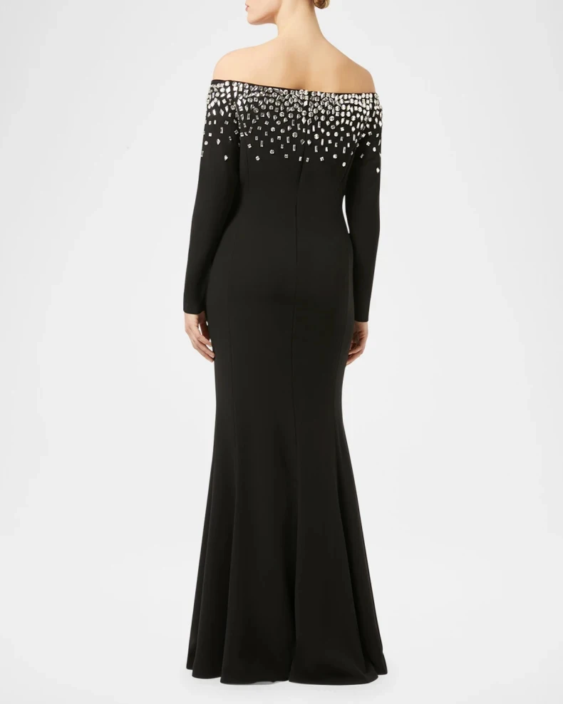 Customized Simple Jersey Draped Rhinestone A-line Boat Neck Long Dresses Bespoke Occasion Dresses Retro Casual Sizes Available