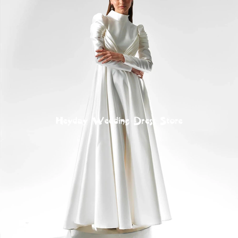 

Heyday Women's High-neck Sashes Beaded Pleats Luxury Evening Dresses With Long Sleeves A Line Floor-Length Elegant Dresses 2025