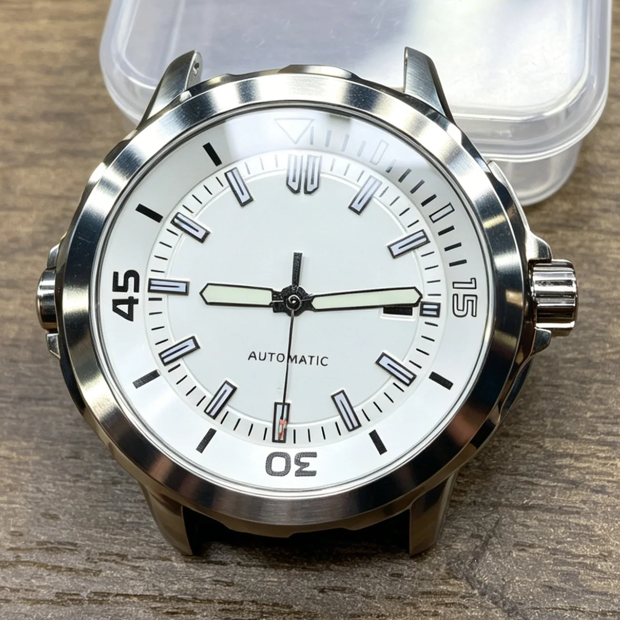 NH35 Case 47mm Silver Stainless Steel, Compatible with NH35 and NH36 Movements, with Dial and Hands, Watch Components Can Be Rep