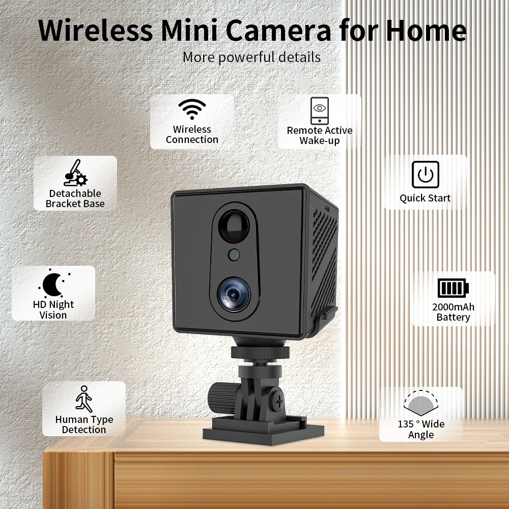 Vstarcam Cameras for Home Security, 3MP Mini Portable Surveillance Indoor Camera, Long Life Battery, Clear Night Vision